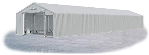 Das Company Zelthalle - Lagerhalle Feuersicher - Industrie Zelthalle - Seitenhohe Grau Wasserdicht Ganzjährig Industriezelt Stahlseile 600g/m² PVC Winter Garagenzelt 4x20x2 m