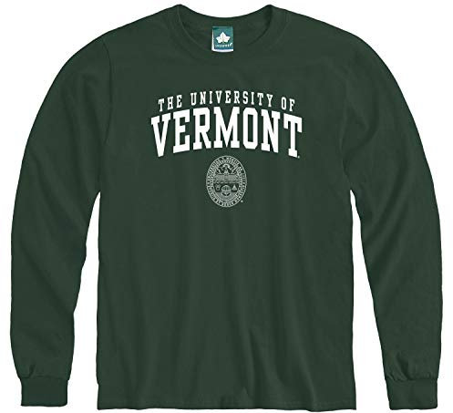 Ivysport University of Vermont Catamounts Long Sleeve Adult Unisex T-Shirt, Heritage, Hunter Green, Large