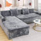 Love House Velvet Plüsch Schonbezug Sofa, Stretch Sofa Überwurf Sofabezug Weich Dick Sofahusse Für L-Form Schnittcouch,1 2 3 4 Sitzer (grau, L Form 4 Sitzer+4 Sitzer)