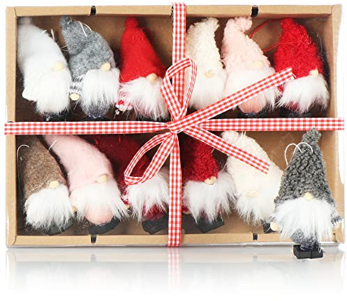 COM-FOUR® 12x Premium Weihnachtsmann-Anhänger für den Weihnachtsbaum, Christbaum-Figuren Anhänger als Baumbehang, Weihnachtsschmuck oder Geschenk-Anhänger, schwedisch-skandinavische Deko-Trolle