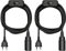 ledscom.de 2 Stück Textilkabel LEHA, Stecker, Schalter, schwarz, 3 m, Lampen-Fassung, 1x E14 max. 60W