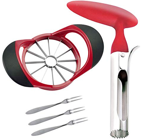 SINGARE Apple Cutter Slicer & Corer Kit - 12-Blade Apple Slicer & Corer, Includes 3 Premium Stainless Steel Fruit Forks