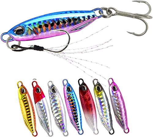 7 Stück Metallfischköder Jiggingköder Slow Fall Sinking Metal Jigs Köder Mit Haken Feder Für Salzwasser Süßwasser 5 cm 16 g