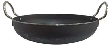 HomeGoods RSK Indian Iron Kadai Deep Frying Pan Karahi Cooking Pan Kitchen with Handle (6inch)