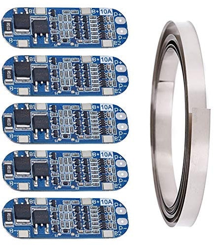 Youmile 5PCS 3S 10A 11.1V/12V/12.6V Lithium Battery Protection Board 18650 Charger Module BMS PCB Protection Board for Li-ion Lithium Battery Cell with Nickel Strip
