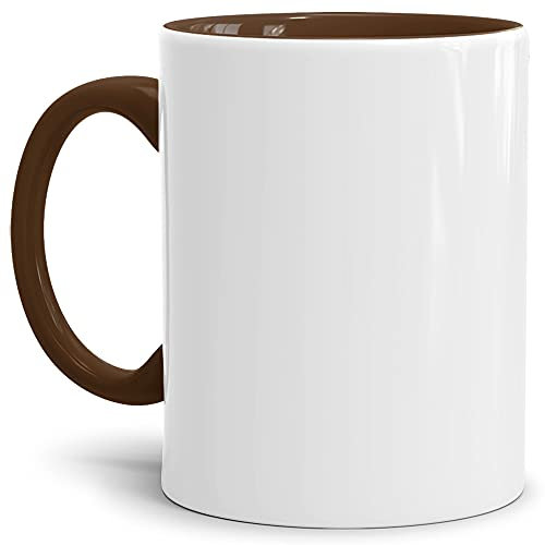 Tassendruck Bastel-Tassen ohne Druck zum Bemalen aus Hochwertiger Keramik Einzeln oder im Set/Mug/Cup/Becher/Pott Innen & Henkel Braun 6er Set