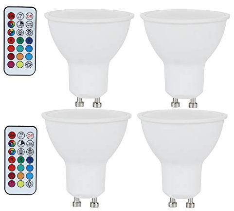 FTVOGUE Glühbirne, LED-Scheinwerferlampe mit Fernbedienung 3W RGB Farbwechsel 85-265V(GU10 RGB+ warm white)