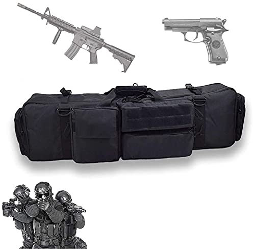 MJZYP Gewehrtasche, M249 Große Doppellagige Einschulter-Gewehrtasche, Taktische Gewehrtasche Doppel, Taktischer Doppelgewehrkoffer Mit Schultergurt Nylonholster Für Jagdfischen Langwaffentasche Black