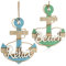 com-four® 2x Hängedeko aus Holz - Türschild im Anker-Design - maritime Vintage Wanddeko für Bad, Küche, Flur, Wintergarten, Gästezimmer - dekorativer Aufhänger (2 Stück - Anker grün-blau)