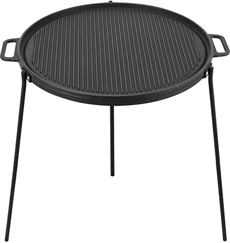 Onlyfire 45,7 cm Lagerfeuer-Grillplatte, doppelseitig, wendbar, tragbar, Lagerfeuer-Grill, Gusseisen-Campinggrill mit Griffen, 3 abnehmbaren und höhenverstellbaren Beinen, perfekt für Grills und