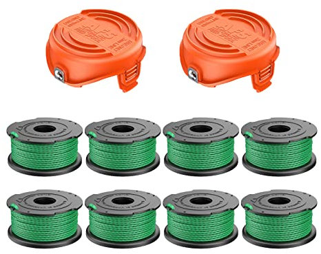 Bobines de Rechange pour Coupe-Bordures A6486 avec Couvercle 90583594, bobines de 0,08/2 mm, 20 Pieds, compatibles avec Les modèles Black & Decker A6486 GL9035, GL8033, GL7033