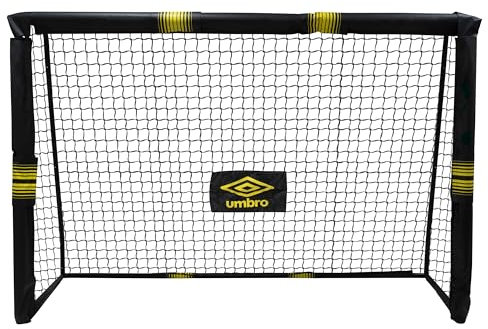 Umbro Fußballtor - Fussballtor 300 x 200 x 120 cm - Fußball Tor - Fussballtore für Garten Kinder und Erwachsene - Fussball Trainingszubehör für Innen und Außen - Metall - Schwarz/Gelb