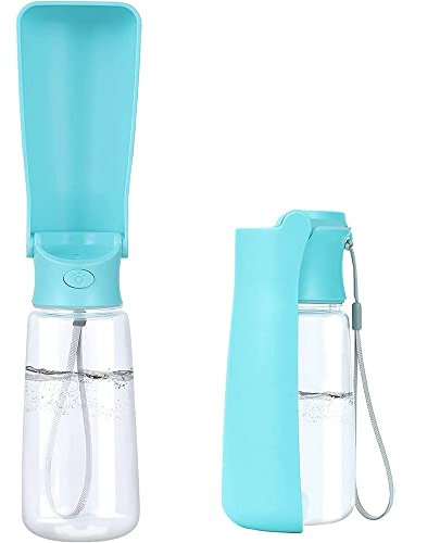 Emwel Faltbare Wasserflaschen für Hunde, 550 ml, auslaufsicher, tragbarer Welpen-Wasserspender mit Trink-Futterspender für Haustiere, Spaziergänge, Wandern, Reisen