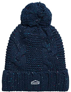 Superdry Damen Vintage Cable Beanie Baskenmütze, Azul Oscuro, One Size