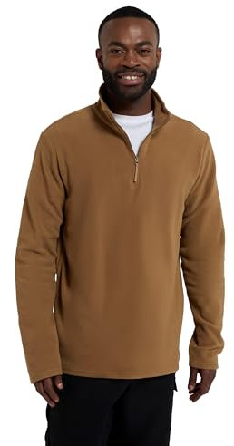 Mountain Warehouse Camber II Mens Half-Zip Fleece - Lightweight & Quick Dry Microfleece - Autumn, Winter, Outdoors Beige XXS