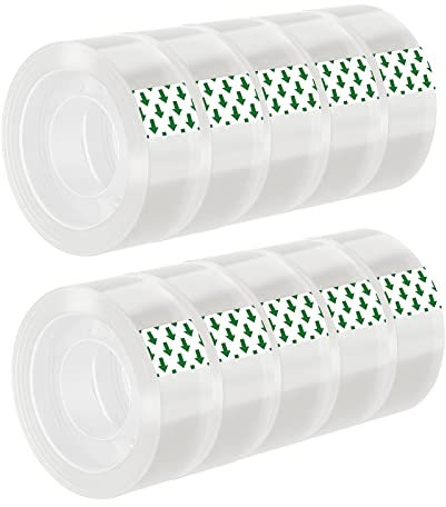 ASTER Lot de 10 rouleaux de ruban adhésif transparent de 1,9 cm x 2,5 cm pour distributeur de ruban adhésif invisible pour bureau, maison, fournitures scolaires