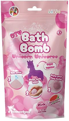 Science4you Bombe de Bain Sac Rose pour Enfants +6 – Kit de Fabrication de Bombes de Bain, Kit Scientifique Éducatif Licorne, Expérience Cosmétique, Cadeau Cosmétique pour Filles & Garçons de 6 7 8+