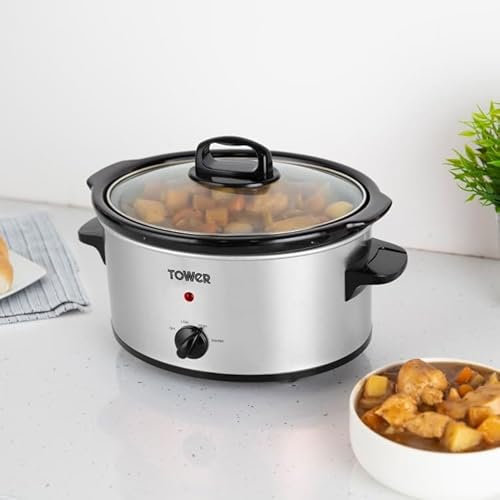 RA-HOMESTORE Tower 6.5L Slow Cooker Save time - Prep your meals the night before then turn your slow cooker on low all day and come home to a delicious meal - Stainless Steel