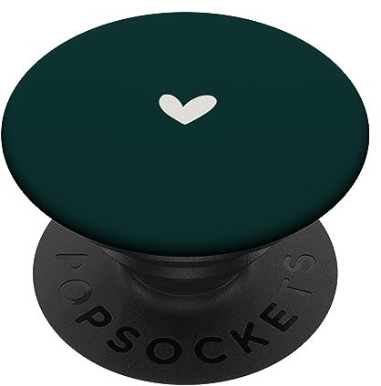 Dark Forest Green - Cute Simple Chic Boho Hand Drawn Heart PopSockets Swappable PopGrip