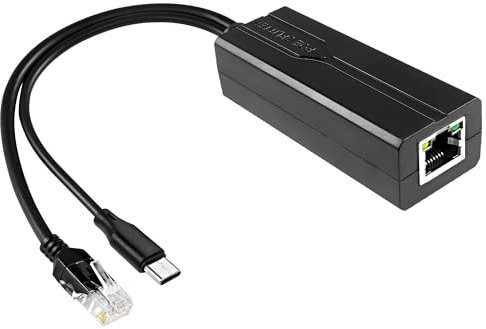 MEIRIYFA USB Typ C PoE Splitter 5V 2.4A, PoE auf USB-C Adapter 10/100Mbps IEEE 802.3af Standard Power Over Ethernet für Tablets, Dropcam, Security IP Kameras und mehr