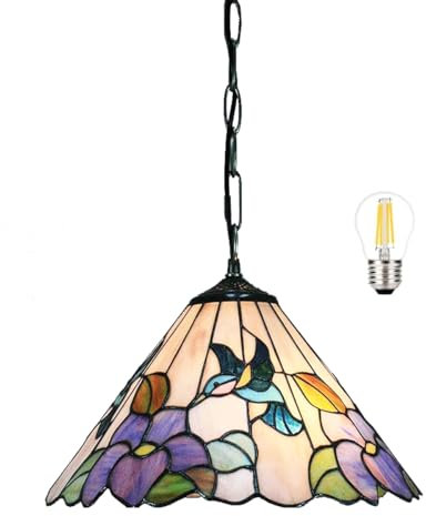 Bidesen 8-zoll-kronleuchter Im Tiffany-stil, Rustikale Buntglas-deckenleuchte, Schlafzimmer-nachttischlampe, Wohnzimmer-licht-studien-kronleuchter