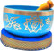 Soul Mantra Tibetisches Klangschalen-Set mit Klöppel und Klangschalenkissen in Lokta-Papier-Geschenkbox. Klangschale aus Tibet (Himmelblau)