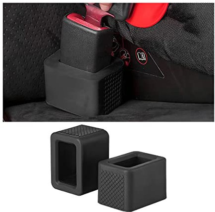 JNNJ 2 Pièces Voiture Porte-Boucle Ceinture Sécurité En Silicone, Voiture Support Boucle Ceinture De Sécurité En Silicone Résistant à L'usure, Voiture Ajusteur Ceinture Sécurité Ajusteur(Noir)
