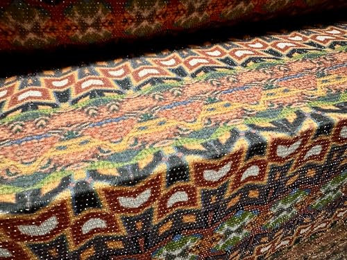 Stretch-Jersey-Stoff mit goldfarbenem Lurex, Meterware, metallisch, geometrisches Tulpenmuster