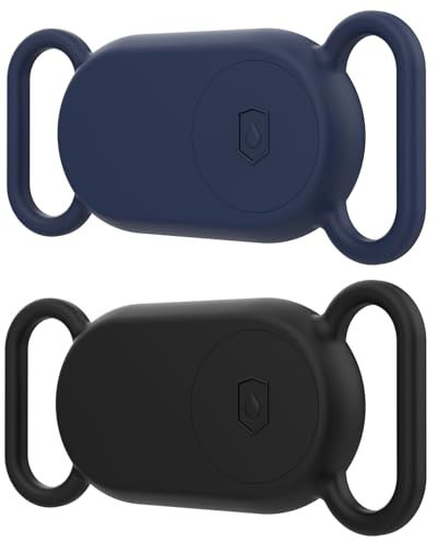 Misuyue Silikon Hülle Case für Samsung Galaxy Smarttag 2, 2 Stück GPS Tracker Kratzfest Wasserdicht Schutzhülle für Kinder, Hund, Katzen, Koffer, Schlüssel, Fahrrad – Schwarz/Blau