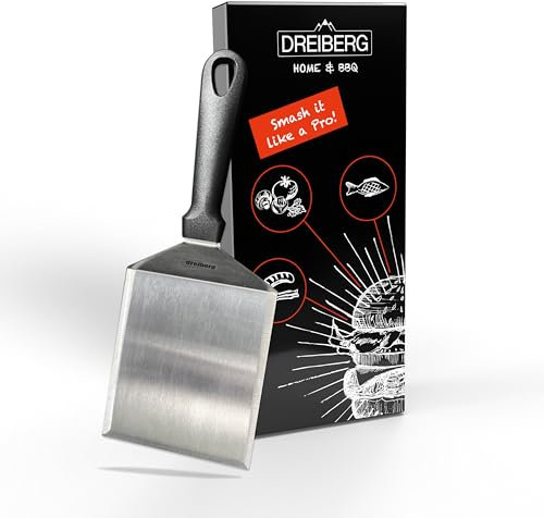 DREIBERG® XXL Classic Grill Spatula - Grill Spatula for Smash Burgers. Ideal as a Smashed Press. Perfect for Grill, Plancha, Teppanyaki, Grill Plate or Fire Barrel