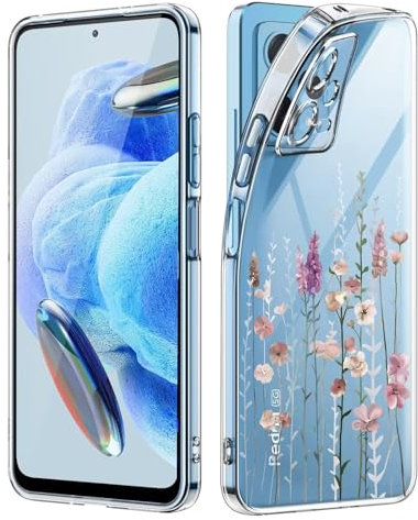 Kaywzo Hülle für Xiaomi Redmi Note 12 Pro 5G,Transparent TPU Handyhülle mit Gemälde Blume Muster,Ultradünn Stoßfester Schutzhülle,Schön Silikon Cover Case-3