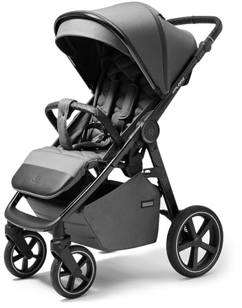 Xplode Chrome Kinderwagen bis 22 kg, isolierter Fußsack, Flaschenhalter, Regenschutz und Moskitonetz, Magnetschnalle, Chromoberflächen (Steel Graphite)
