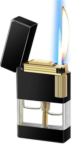 DGHNBMGNG Feuerzeug mit Zwei Flammen, winddichtes Jet-/Soft-Flame-Fackelradfeuerzeug, einstellbares nachfüllbares Butanfeuerzeug, tragbares Feuerzeug(Color:3)