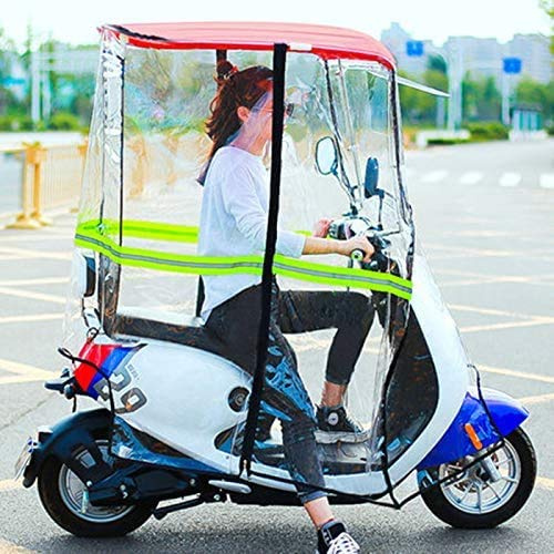Generisch Regenabdeckung Für Elektrofahrräder - Universelle Vollständig Geschlossene Transparente Vorhang Mit Sonnenschutz Und Rückspiegel - Ideal Für Mobilität, Roller, Sonnenschutz