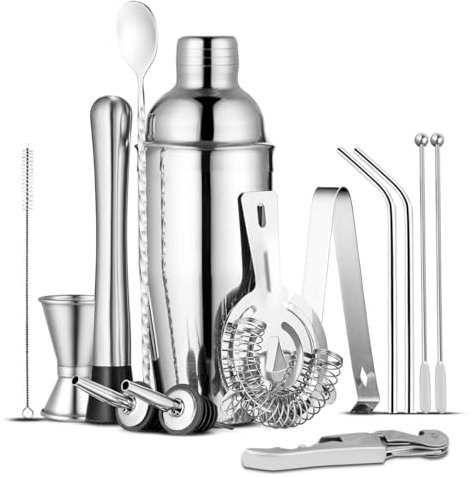 feyiubmen Lot de 14 shakers à Cocktail en Acier Inoxydable 750 ML – Kit de Barman Professionnel – pour Le Cocktail