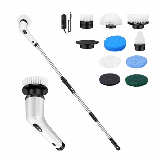 Elektrischer Spin Scrubber, 2 in 1 Elektrische Reinigungsbürste, Große Leistung mit 2 Einstellbaren Geschwindigkeiten, Duschreiniger Bürste für Badezimmer, Badewanne, WC, Küche