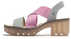 Fly London Damen TAJI502FLY Sandal, Sky Blue/Baby PINK, 38 EU