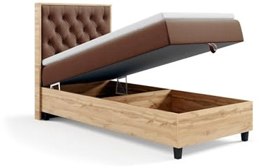 Best For Home - Boxspringbett | Trinity K-14 Plate Single Bonell Federkernmatratze inkl. Topper | Einzelbett | Boxspringbett 90x200 mit Bettkasten | Polsterkopfteil | Lieferung an die Bordsteinkante