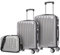 Set de 3 valises de Voyage Cabine 55x39x21cm (45L), Moyenne 65cm, Trousse de Toilette, Valise Rigide Polycarbonate - Argent