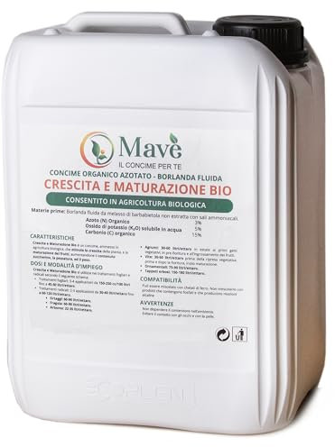 Borlanda fluida biologica 25,6 kg per piante - concime biologico per alberi, orto, frutta - Mavè crescita e maturazione bio