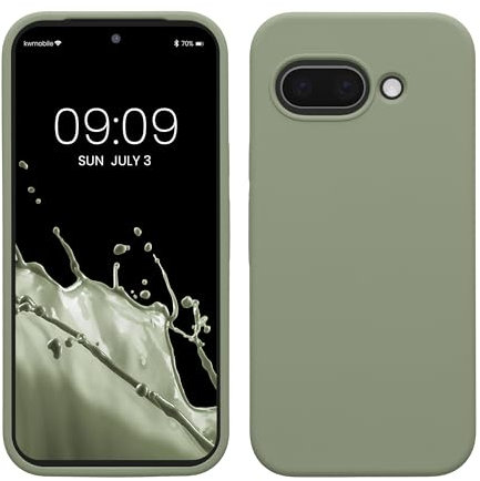 kwmobile Carcasa Compatible con Google Pixel 9a Funda - Case TPU y Silicona antigolpes - Apto Carga inalámbrica - Gris Verdoso