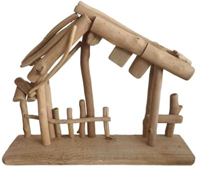 Baoblaze Christmas Decorations Manger Ornament Authentic Home Desk Decor Wooden Stable Nativity Stable for Bedroom Home Christmas Desk