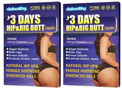 3 DAYS HIP and Big BUTT, Complément Alimentaire pour Augmenter les Fesses et Hanches, 2 boites