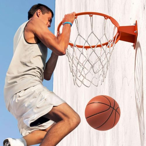 Anneau De Basketball, Panier De Basket avec Filet, pour Intérieur Et Extérieur avec Filet Résistant Aux Intempéries, Filet De Basket-Ball Et Fixations Murales, Convient pour Adultes Et E-nfants