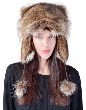 Waschbär Heckkappe Kunstpelz Windschutz Russian Winter Ski Hut Warme Dicke Plüsch Kappe Klassische Waschbärhut Damen Winter Hut Ohrenschützer Warm Fellmütze Winter Ski Hut Für Männer Frauen