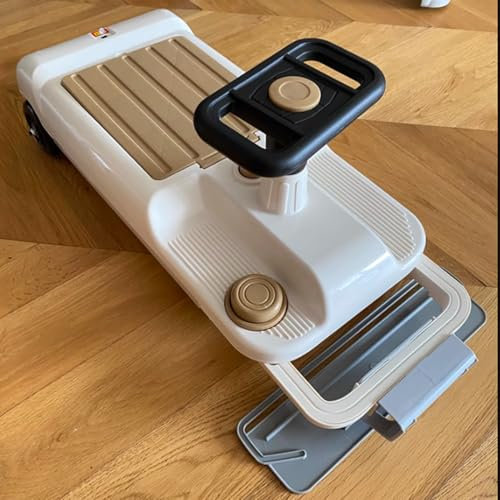 Go Kart with Floor Cleaning Function, Electric Wiggle Car, Kids Cleaning Car, Fun Ride-On Toy, with Storage Space and Anti-Tilt Protection for Indoor Outdoor,Khaki