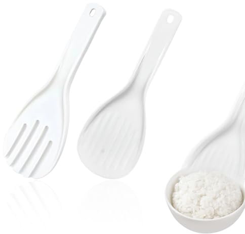 EORPAVU Cucharas para arroz, 2 uds cuchara de arroz olla arrocera antiadherente cuchara de arroz cuchara de estufa resistente al calor herramientas de cocina (blanco)