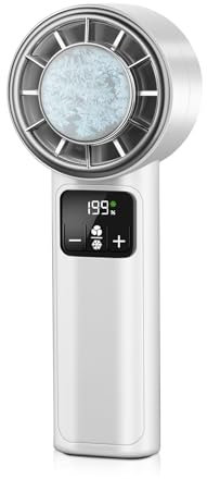 HONEYYEAR Handheld Turbo Fan with Ice Cooler, Rechargeable Personal Fans, 1-199 Adjustable Speed, Powerful Cooling Personal Mini Fan, Portable Hand Fan for Travel, Outdoor, Office, Gifts for Women,Men
