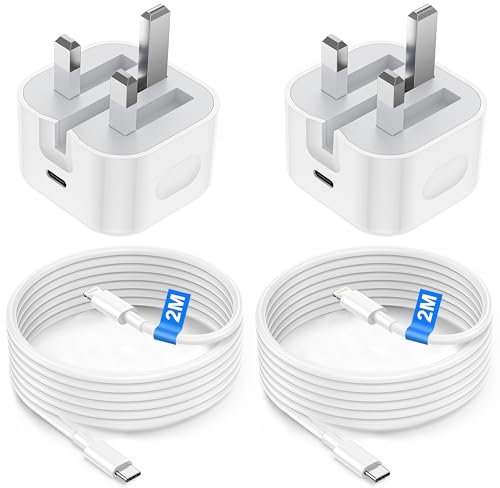 2 Pack iPhone Fast Charger Plug and 2M Cable [Apple MFi Certified], 20W Fast Charge for iPhone 14/14 Pro/13/13 Pro/12/12 Pro/11/SE/10/8, Phone Charger Cable and USB C Fast Charger Plug Power Adapter