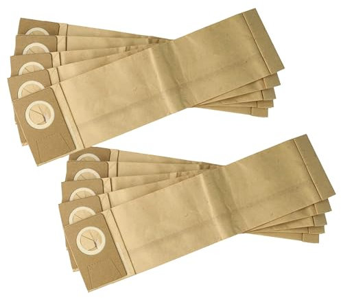 vhbw 10x Staubbeutel kompatibel mit Taski Jet 38, 8502.16, Jet 50 Staubsauger - Pappe/Filterpapier, 38,5cm x 10cm braun
